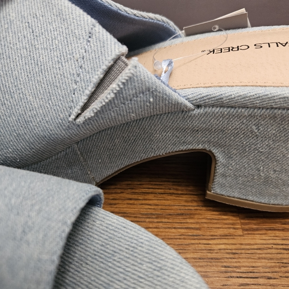 Women's Light Blue Denim "Misty" Slip on sandals Chunky Heel 8M NWT - Picture 7 of 9